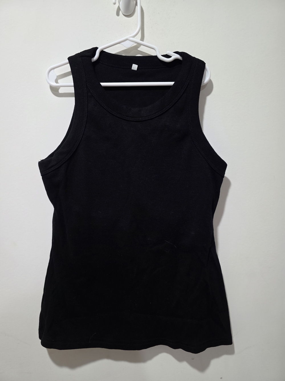 Classic Black Ribbed Tank Top With Built In Bra